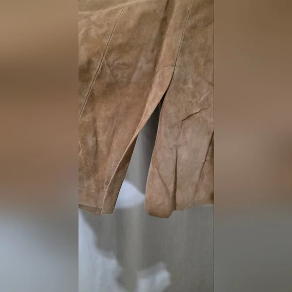 NWT Halston Studio Suede Leather Long Jacket Size S Color Caramel - Picture 5 of 12